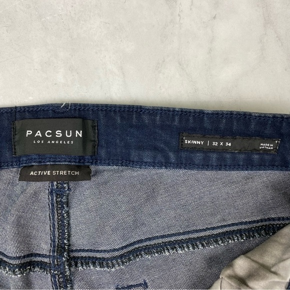 PacSun: Men's Active Stretch Skinny Dark Wash Denim Jeans Full Length Size 32X34 - Picture 4 of 6